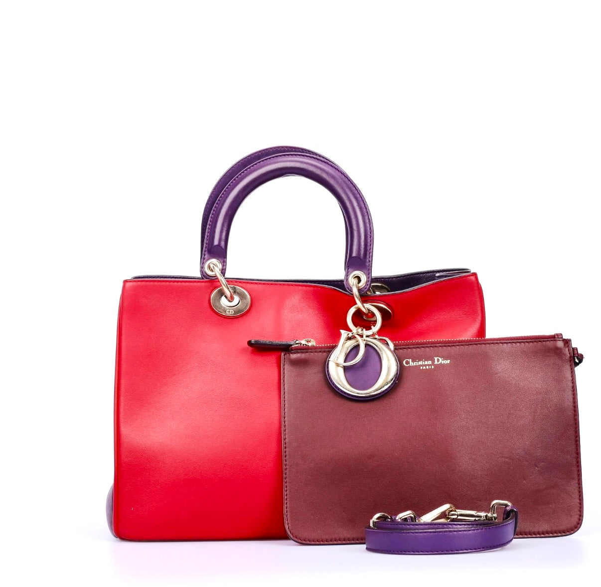 Christian Dior Tri-Color Calfskin Leather Medium Diorissimo Tote Bag - Pre Owned Authentic