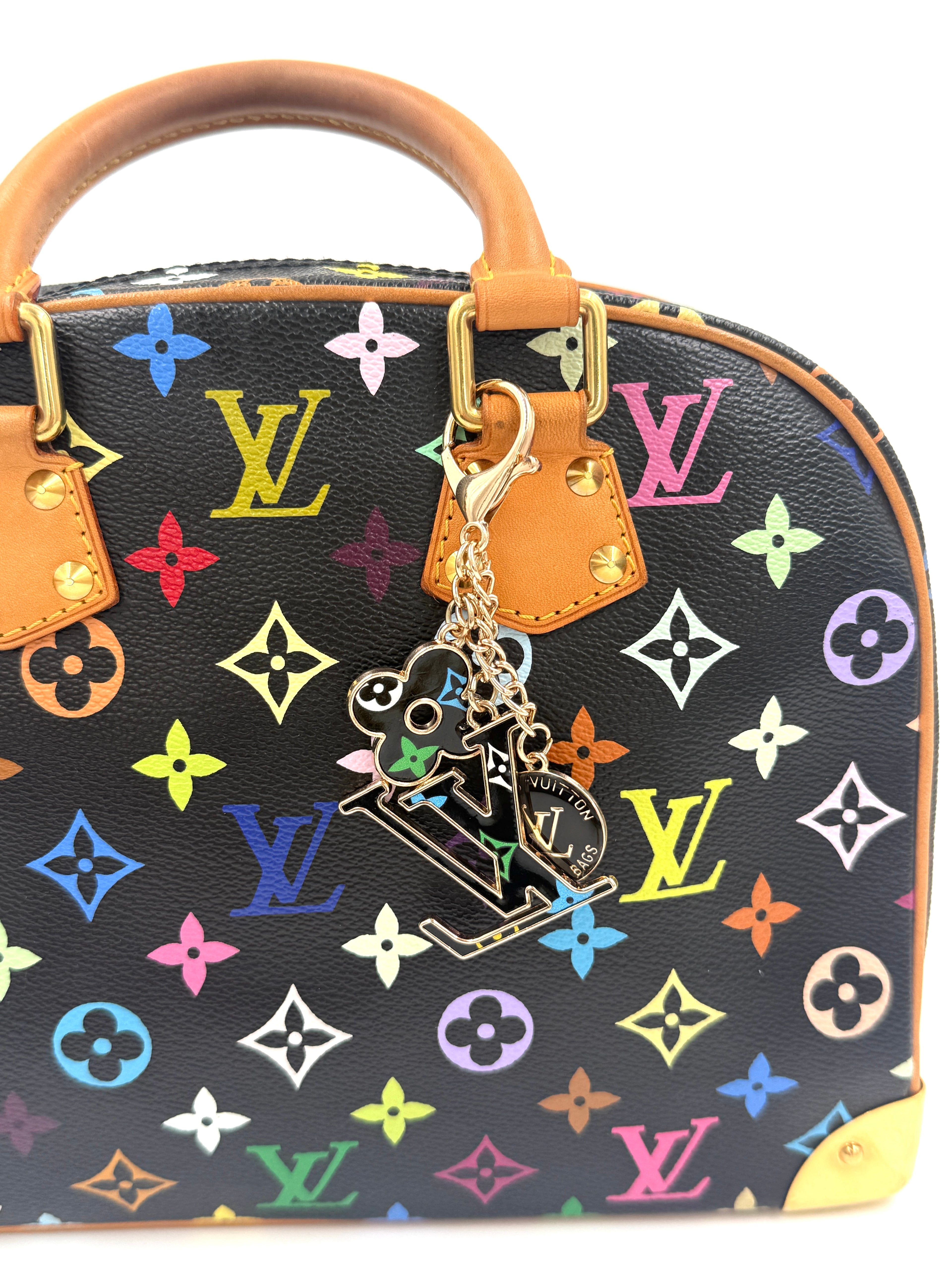 Upcycled Louis Vuitton Bag Charm - LV Logo, Flower & Medallion