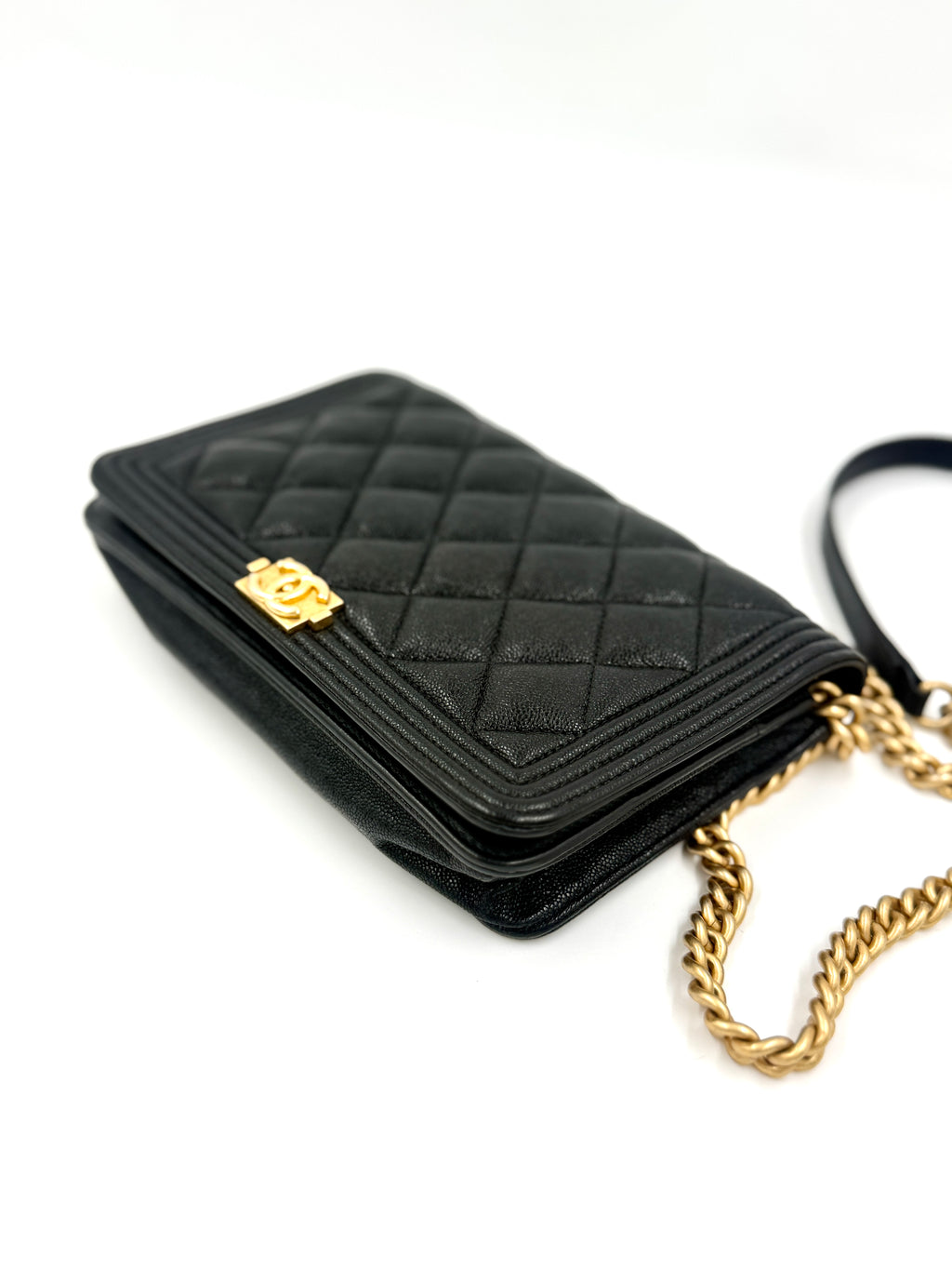 Chanel Caviar Leather Boy Bag Wallet on Chain - Pre Owned Authentic