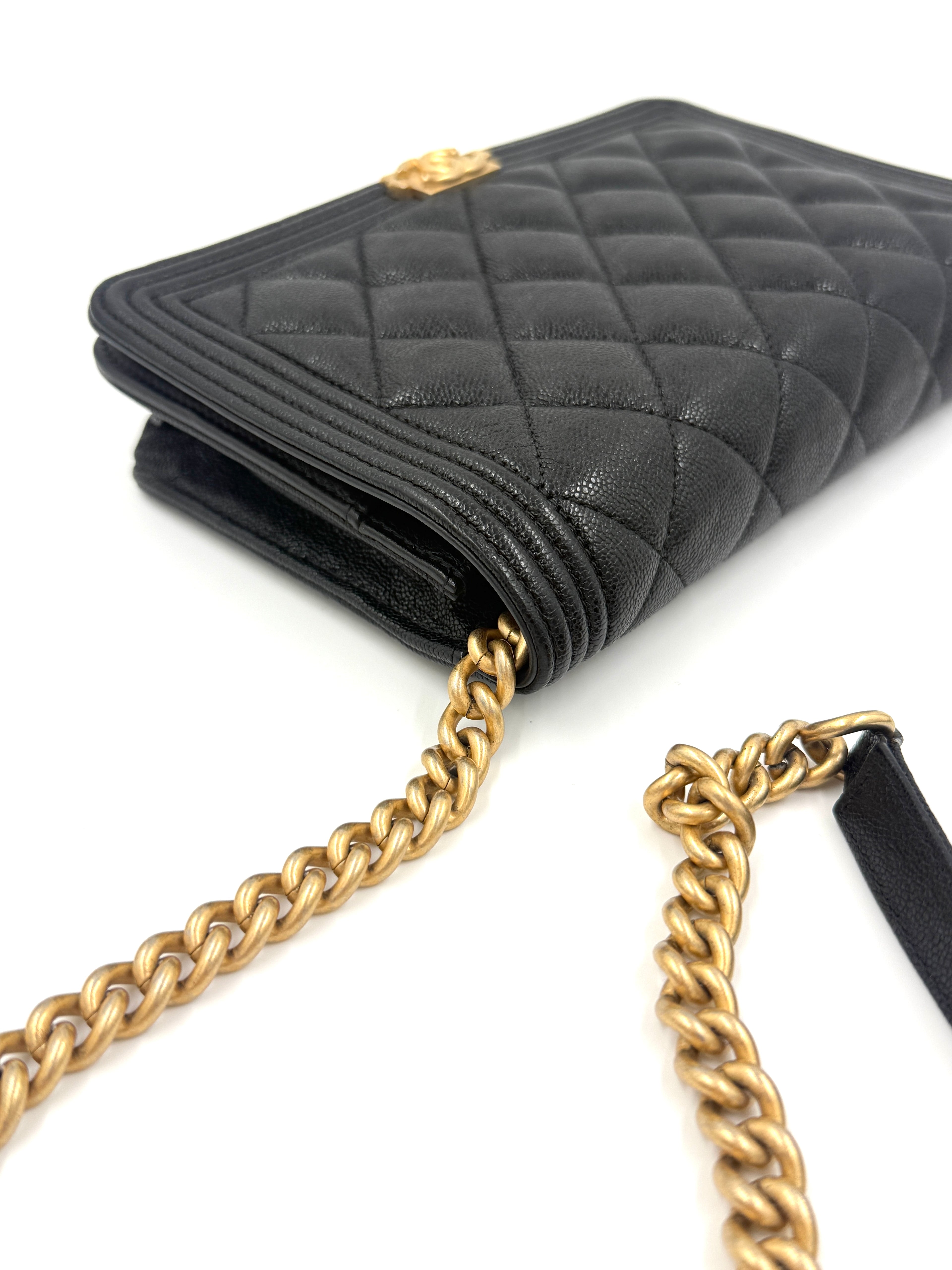 Chanel Caviar Leather Boy Bag Wallet on Chain - Pre Owned Authentic