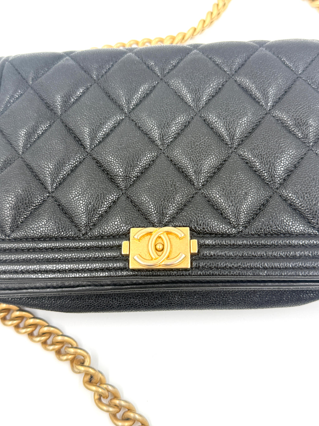 Chanel Caviar Leather Boy Bag Wallet on Chain - Pre Owned Authentic