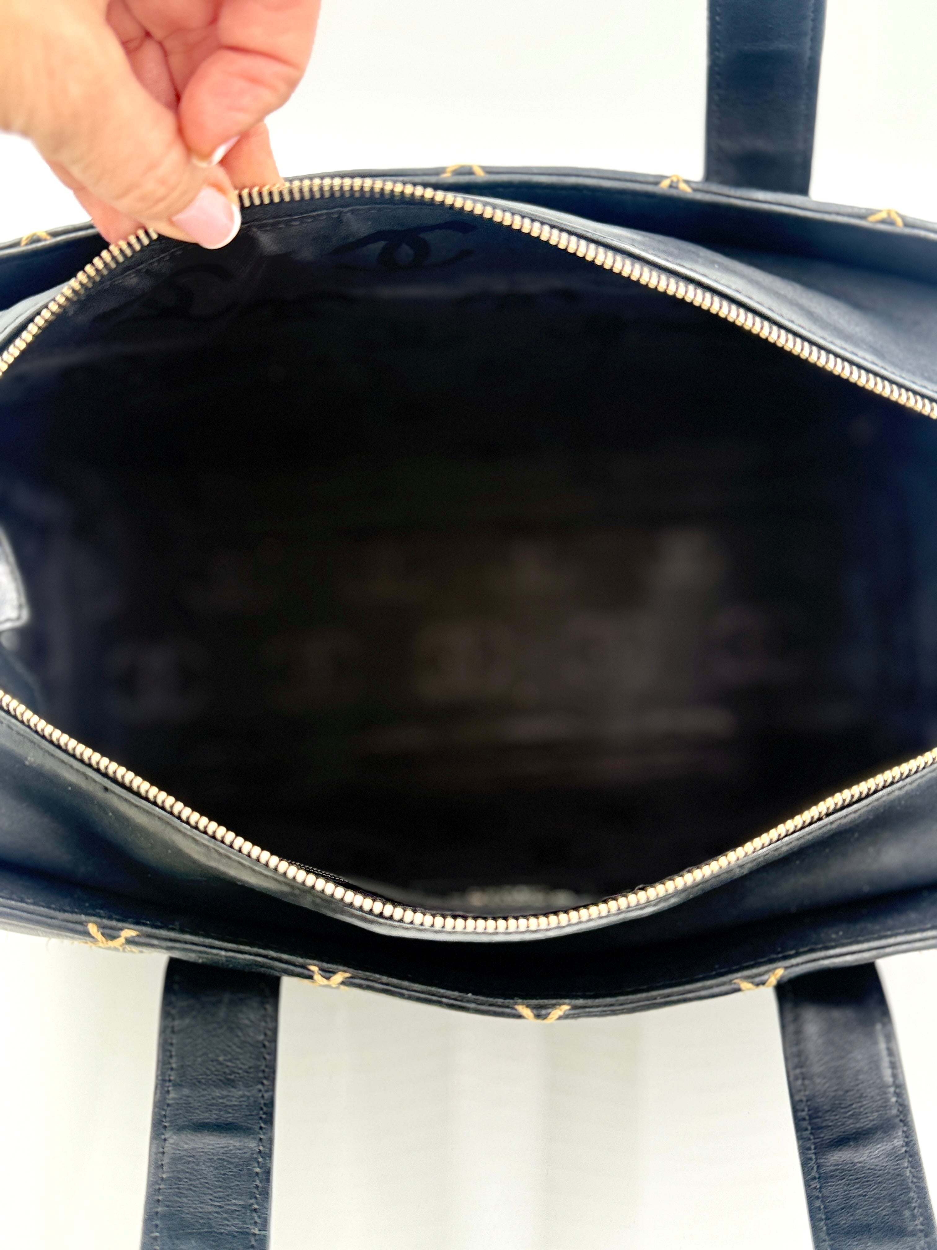 Chanel Black Calfskin Wild Stitch Top Handle Bag - Pre Owned Authentic