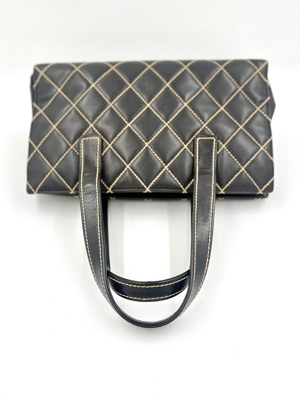 Chanel Black Calfskin Wild Stitch Top Handle Bag - Pre Owned Authentic