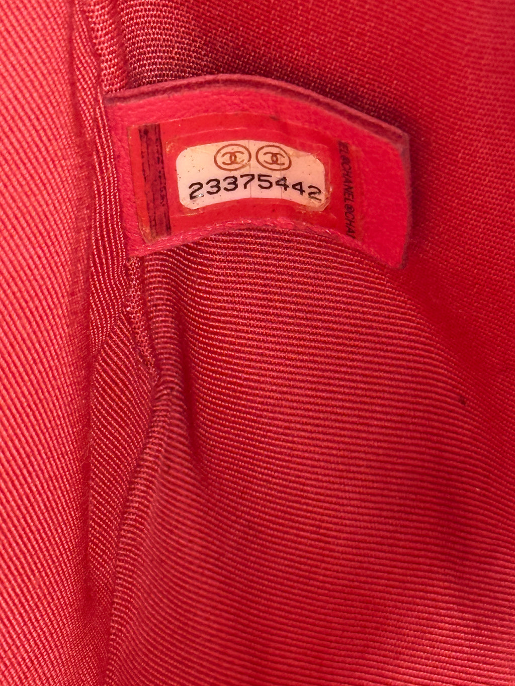 Chanel Crocheted Tweed Edge Lambskin Medium Boy Bag Coral Pink Pre Owned Authentic