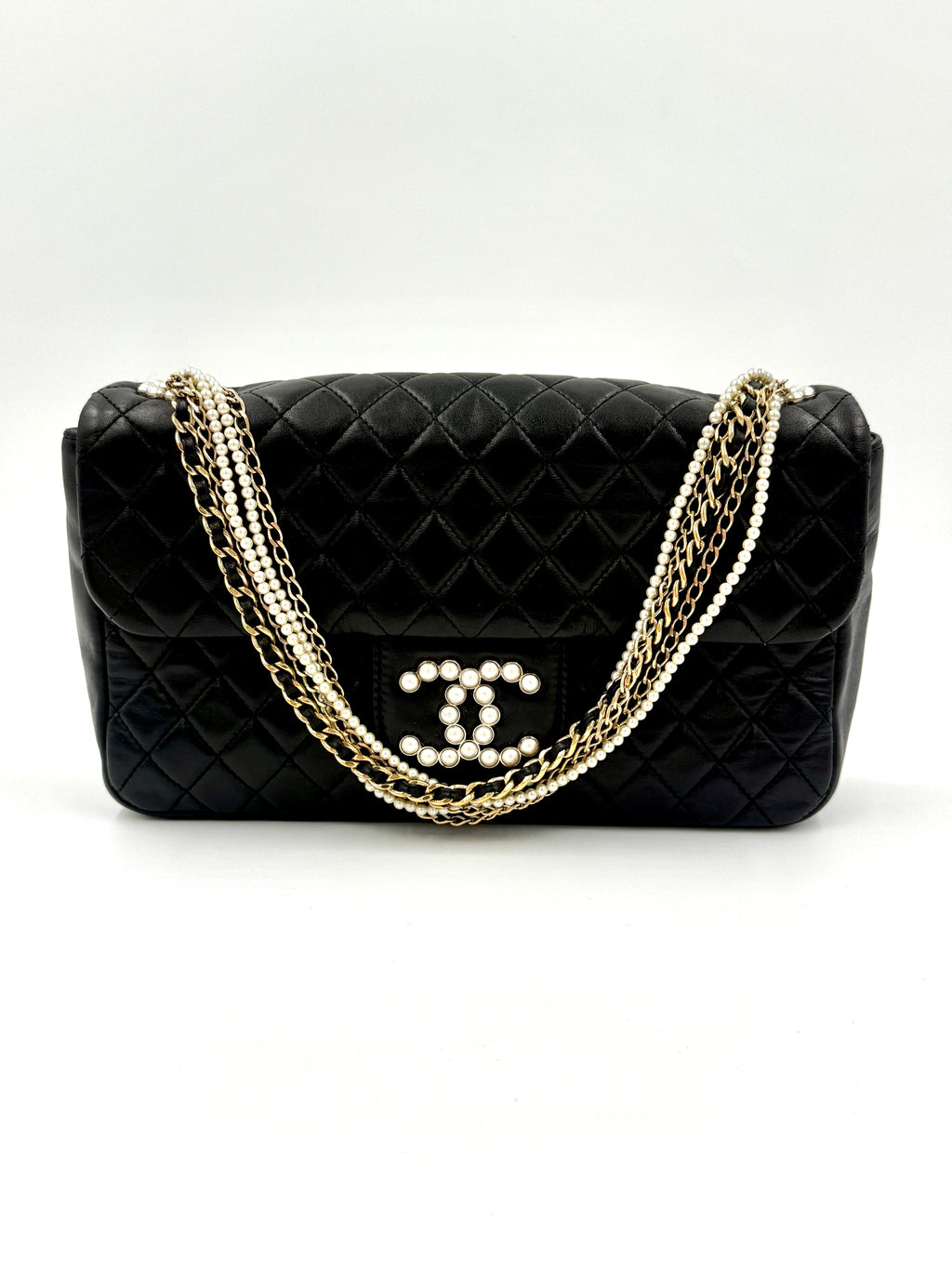 Chanel Westminster Bag Black Lambskin with Pearl Details - Pre Owned Authentic