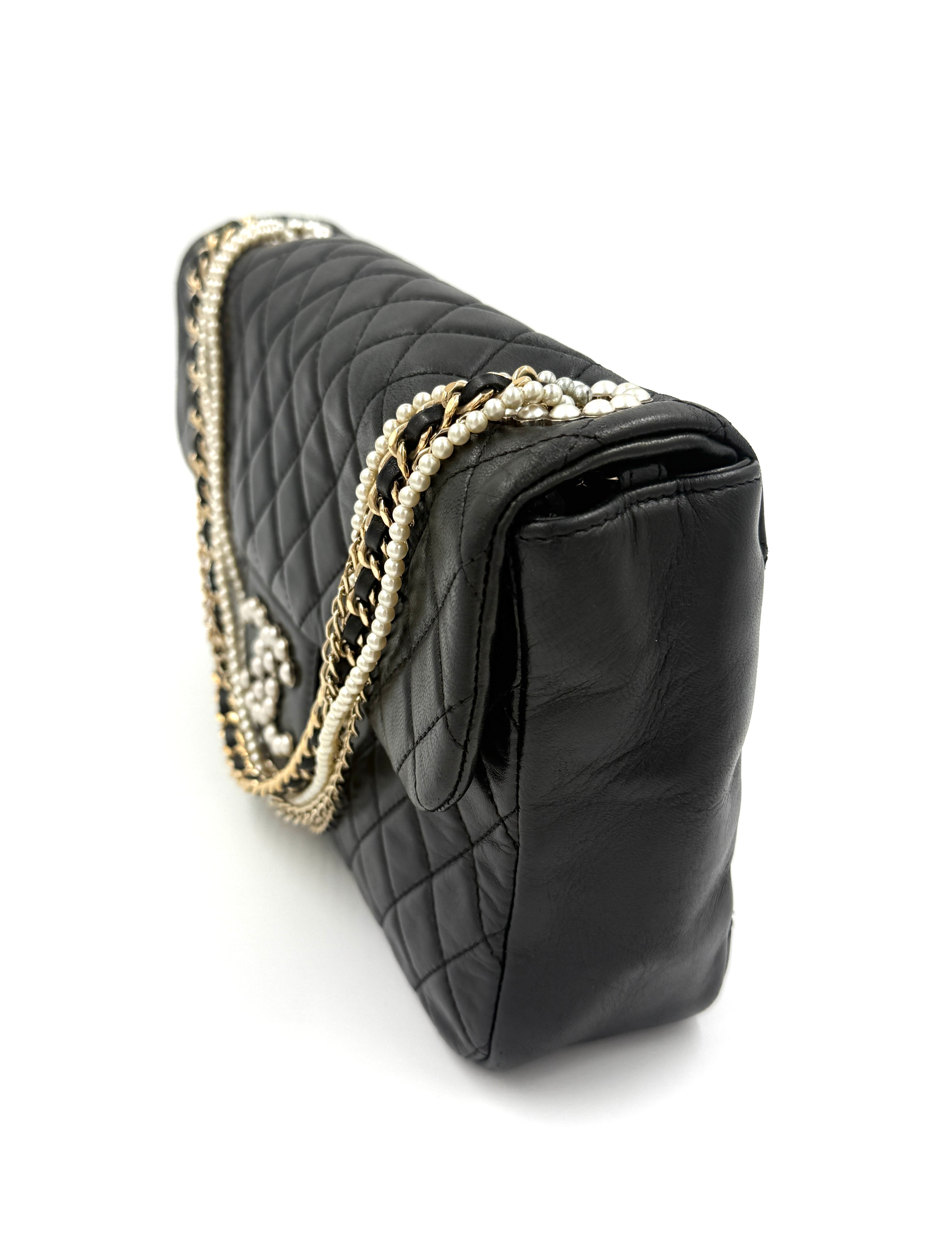 Chanel Westminster Bag Black Lambskin with Pearl Details - Pre Owned Authentic