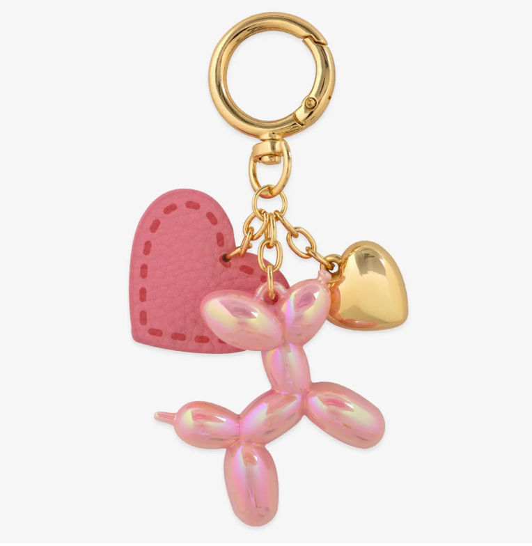 Balloon Dog Puffy Heart Bag Charm