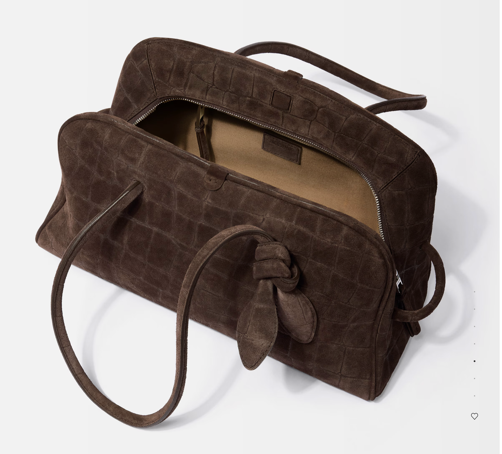 Jacquemus New with Tags Le Turismo Crocodile-embossed Suede Bowling Bag Dark Brown Authentic